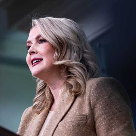 White House press secretary Karoline Leavitt during a news conference in the James S. Brady Press Briefing Room of the White House.