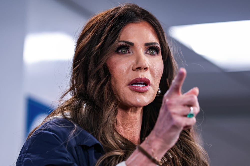 Kristi Noem, secretary of the US Department of Homeland Security (DHS), at a news conference on Jan. 24, 2026 in Washington, D.C.