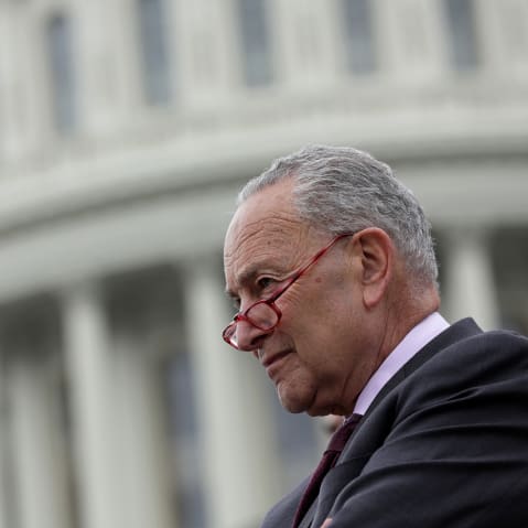 Chuck Schumer, with the Capitol blurred in the background.