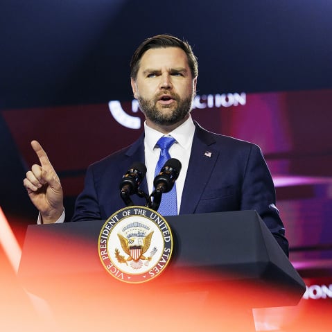 Vice President JD Vance speaks on the final day of Turning Point USA's annual AmericaFest conference on Dec 21 in Phoenix, AZ.