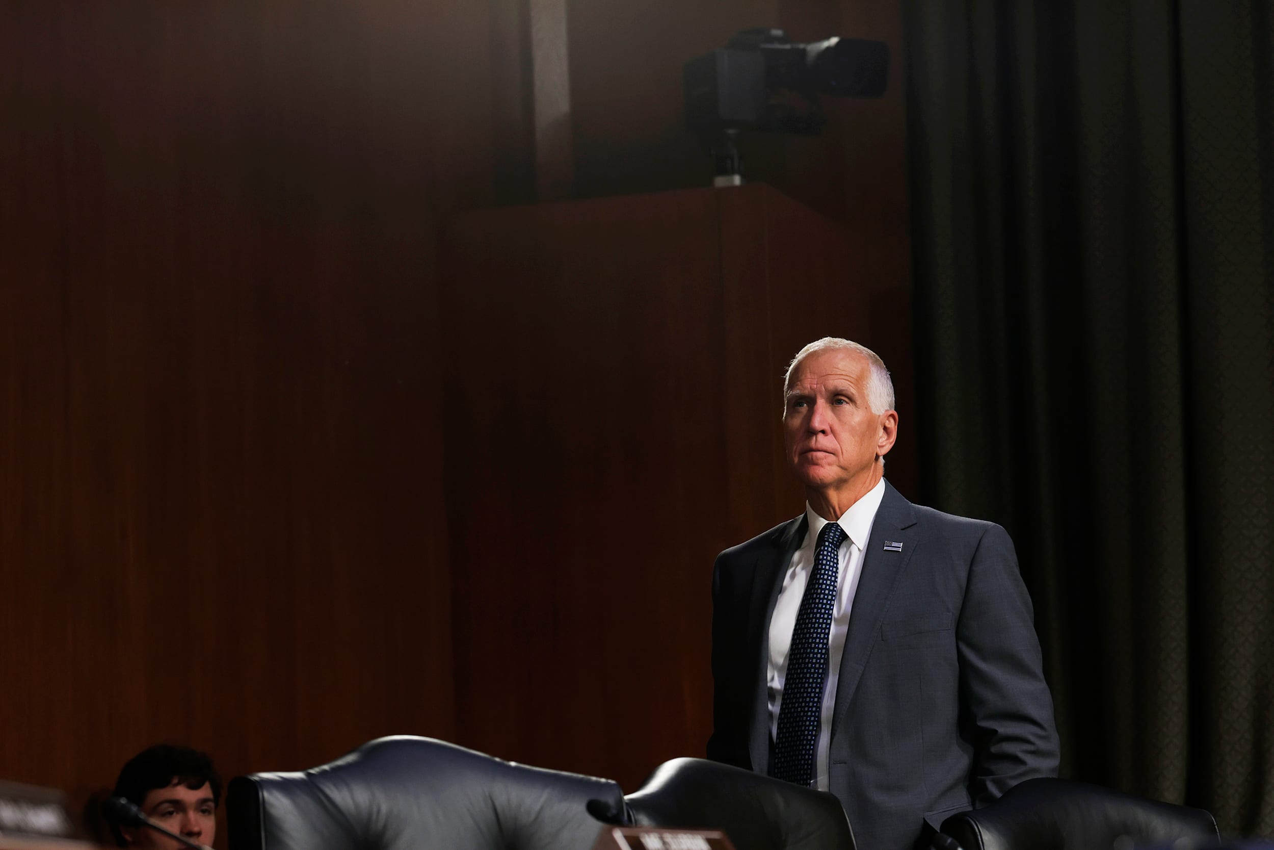 Thom Tillis isn’t running. But he’s defining North Carolina’s Senate race.