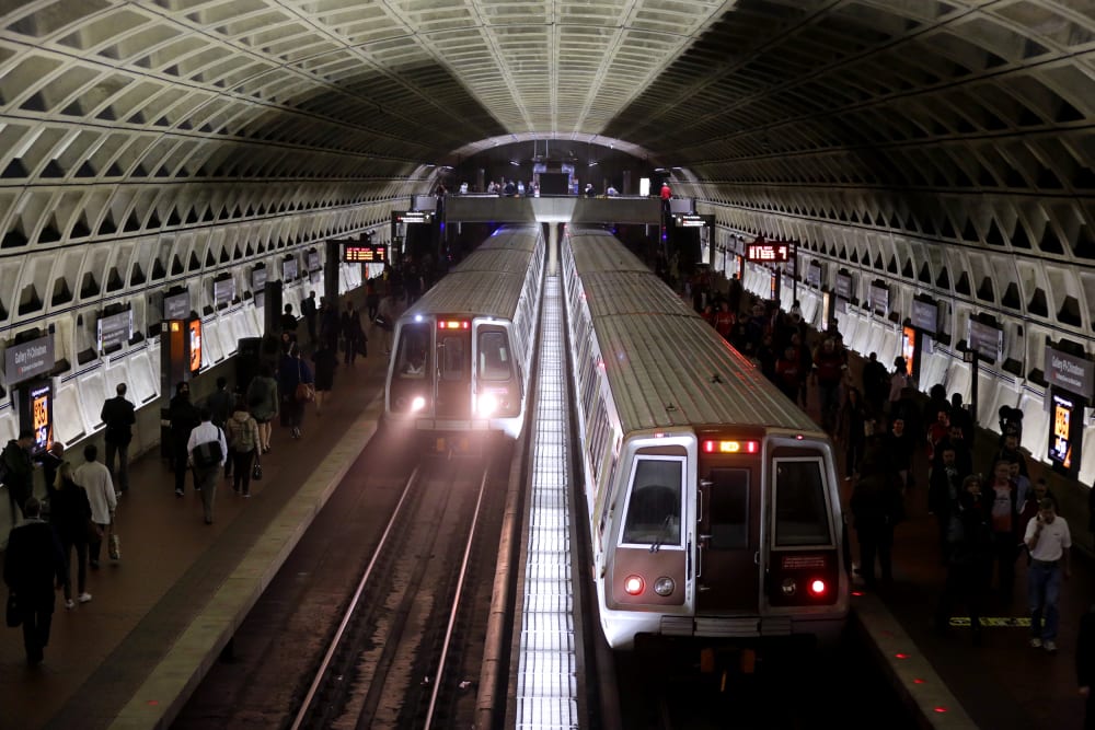 Image: Metro trains arrive at the Gallery Place-Chinatown Station in Washington, D.C., on March 15, 2016.