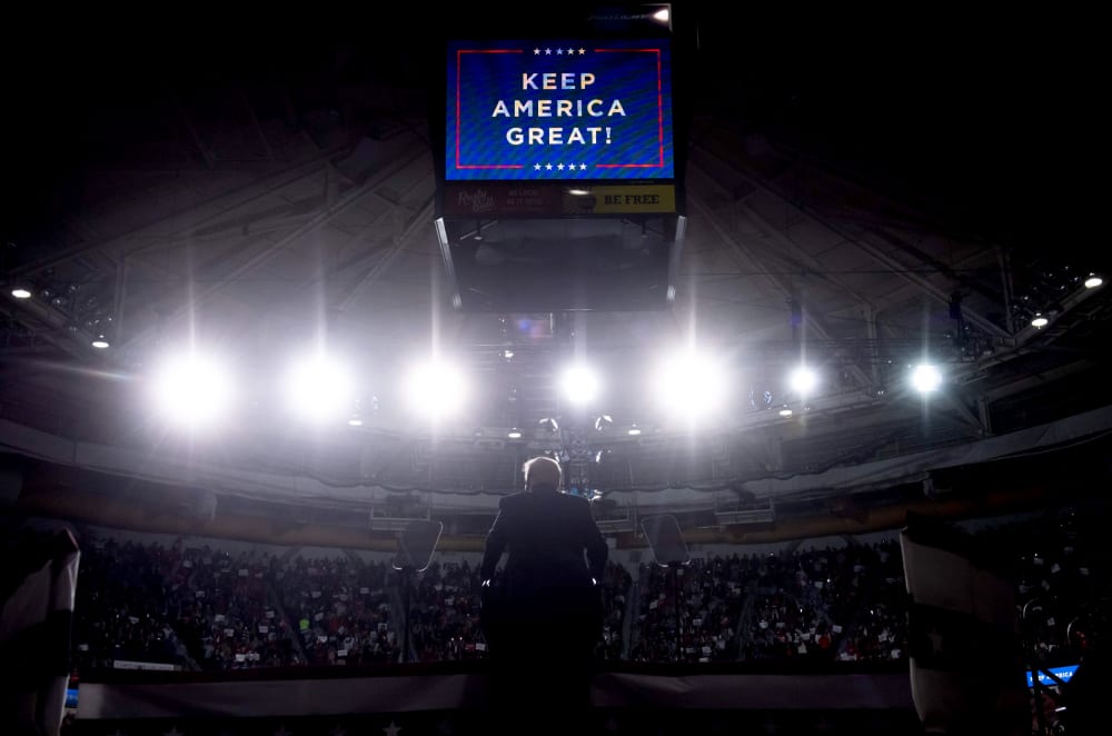 Image: President Donald Trump speaks at a rally in North Charleston, S.C., on Feb. 28, 2020.