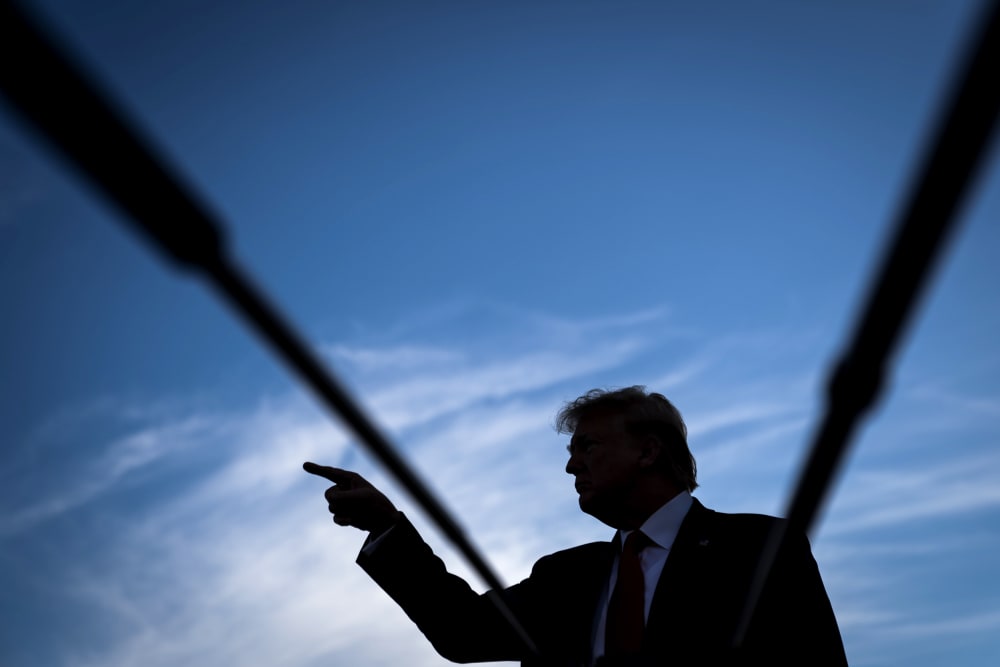 Image: President Donald Trump speaks to reporters on the South Lawn of the White House on Oct. 10, 2019.