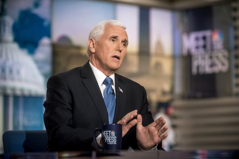 Image: Vice President Mike Pence appears in a pre-taped interview on "Meet the Press" on Feb. 29, 2020.