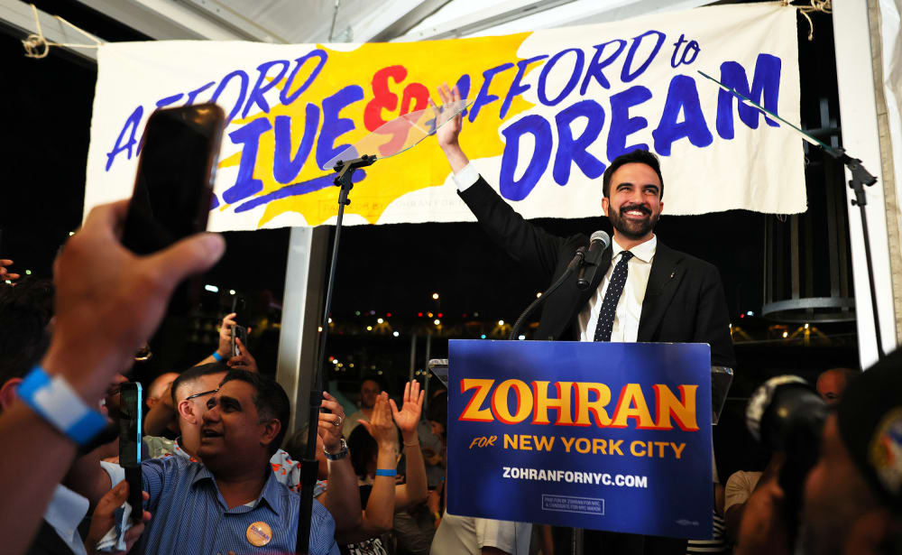 Zohran Mamdani as he is announced as the winner of the Democratic nomination for mayor.