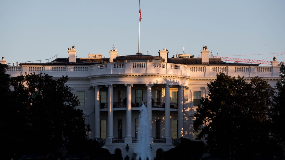 The sun rises near the White House on Nov. 8, 2016 in Washington, DC. (Photo by Zach Gibson/Getty)
