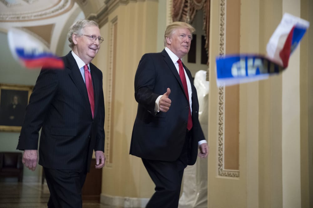 Image: President Trump attends Republican policy luncheon at the US Capitol