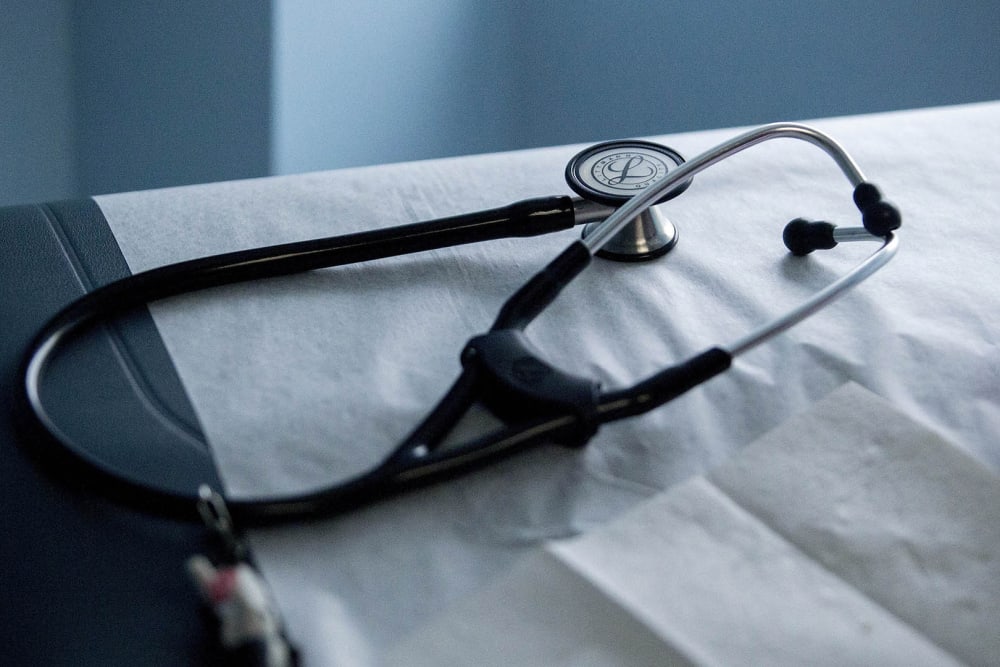 A stethoscope sits on an examination table in an exam room at a Community Clinic Inc. health center in Takoma Park, Maryland, April 8, 2015. (Photo by Andrew Harrer/Bloomberg/Getty)