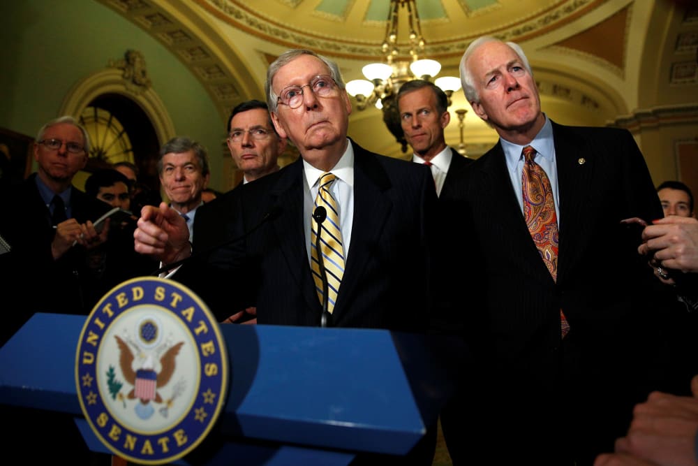 Senate Majority Leader Mitch McConnell speaks to reporters in the U.S. Capitol in Washington, May 17, 2016. (Photo by Kevin Lamarque/Reuters)