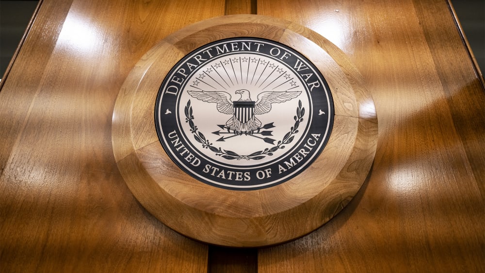 The New Department of War logo seen in the Pentagon.