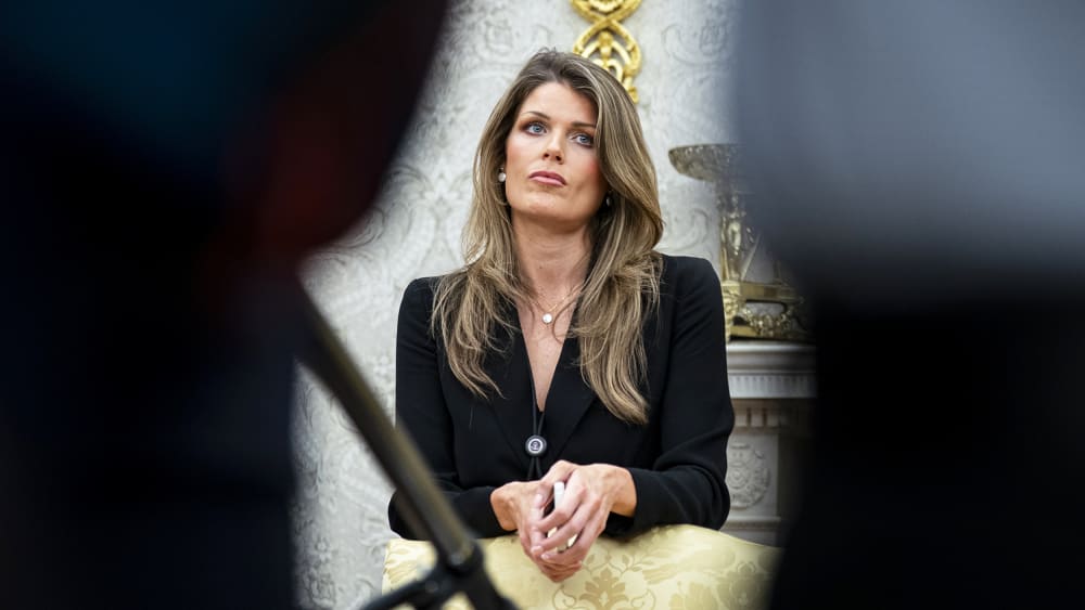 Lindsey Halligan in the Oval Office of the White House.