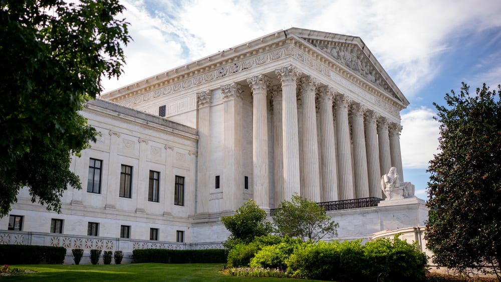 An exterior view of the Supreme Court in Washington, D.C.