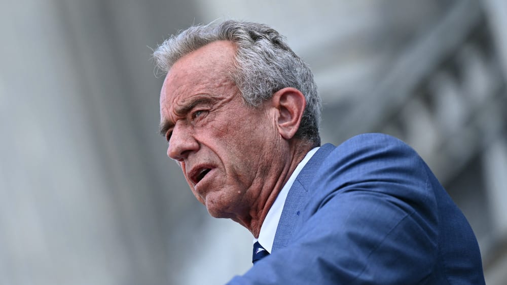 Robert F. Kennedy Jr., speaks during a news conference.