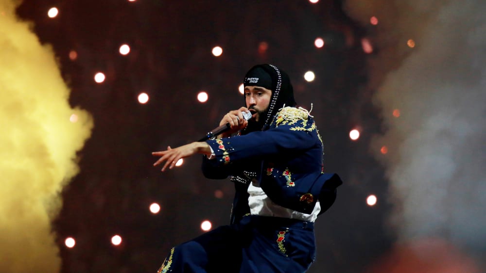 Bad Bunny performs performs on stage