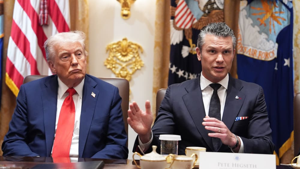Defense Secretary Pete Hegseth and President Donald Trump.