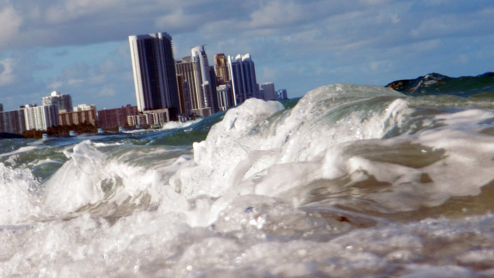 Buildings are seen near the ocean as reports indicate that Miami-Dade County in the future could be one of the most susceptible places when it comes to rising water levels due to global warming on March 14, 2012 in North Miami, Fla. (Joe Raedle/Getty)