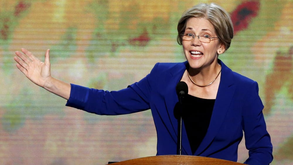 Elizabeth Warren, who was then still a candidate for the U.S. Senate in Massachusetts, addresses the Democratic National Convention in Charlotte, N.C., Sept. 5, 2012. (Photo by Jason Reed/Reuters)