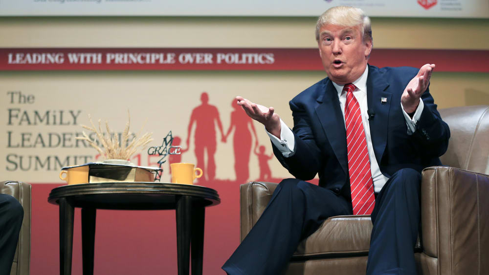 Republican presidential candidate Donald Trump speaks at the Family Leadership Summit in Ames, Iowa on July 18, 2015. (Photo by Nati Harnik/AP)