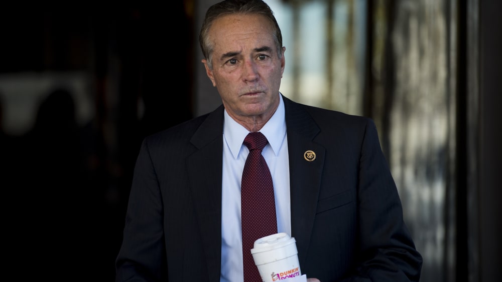 Rep. Chris Collins, R-N.Y., leaves the House Republican Conference meeting at the Capitol Hill Club on Nov. 3, 2015. (Photo By Bill Clark/CQ Roll Call/AP)