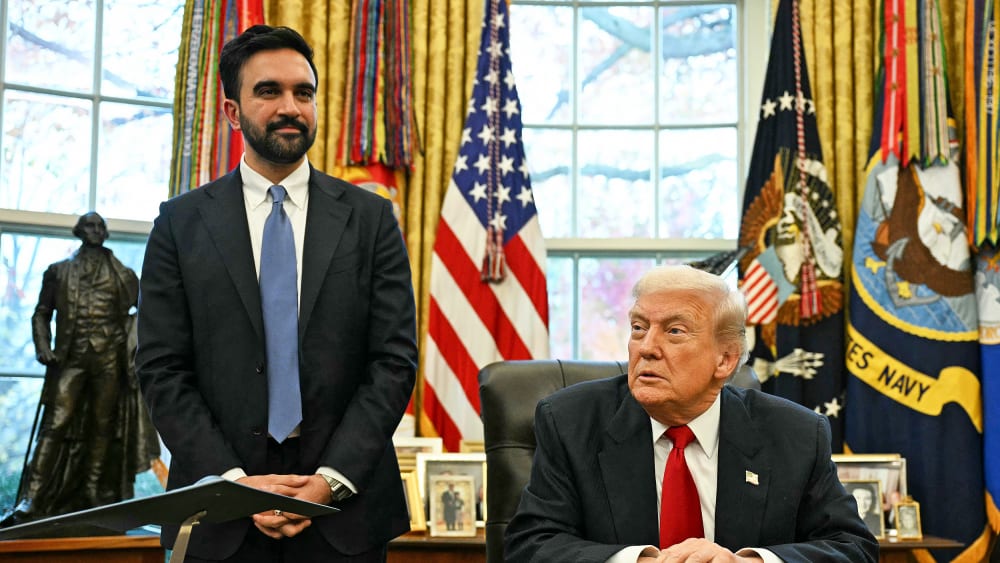 US President Donald Trump meets with New York Mayor-elect Zohran Mamdani in the Oval Office at the White House.