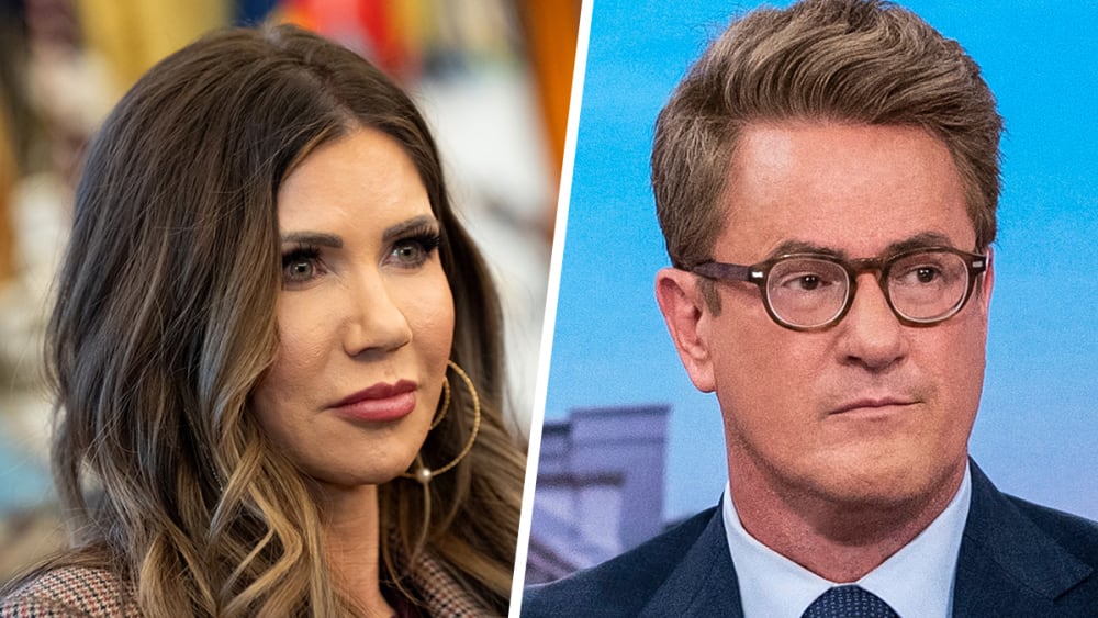 US Homeland Security Secretary Kristi Noem and MS NOW's Joe Scarborough.