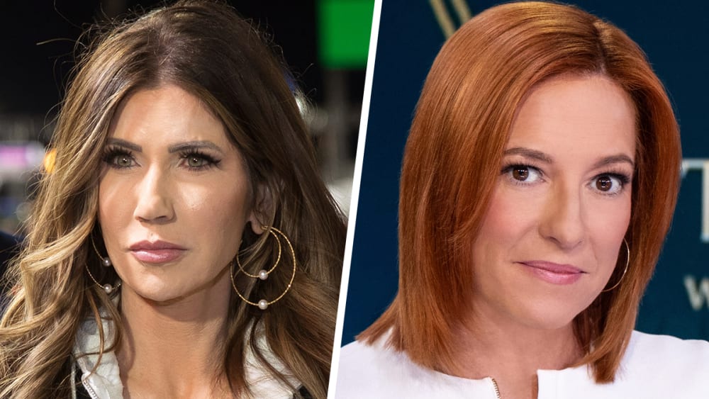 U.S. Homeland Security Secretary Kristi Noem and Jen Psaki
