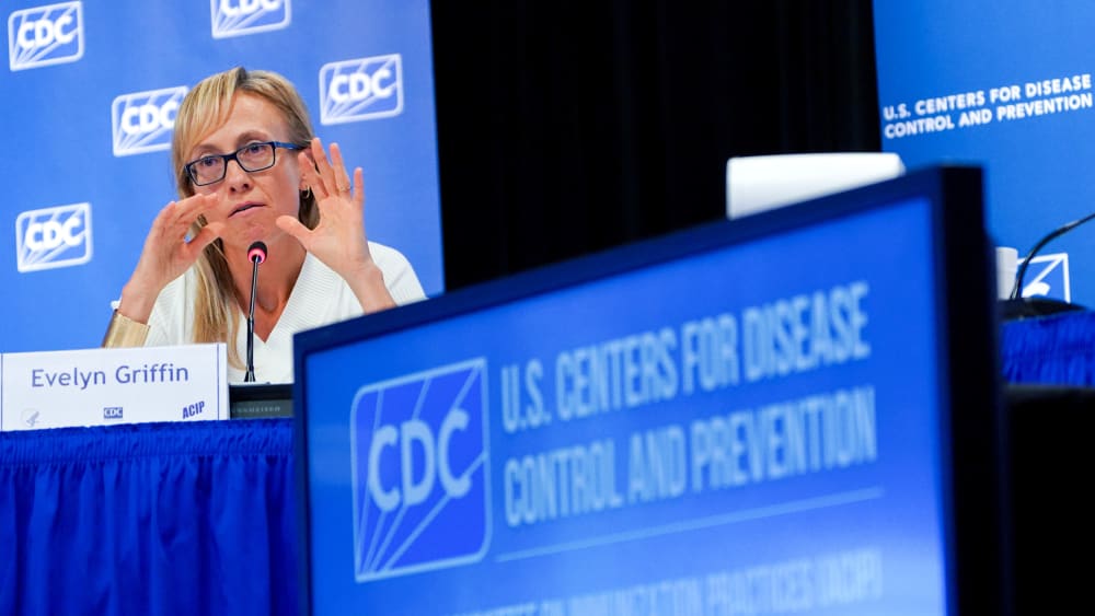 Committee member Dr. Evelyn Griffin during a meeting of the CDC's Advisory Committee On Immunization Practices at the CDC headquarters in Atlanta, G.A.