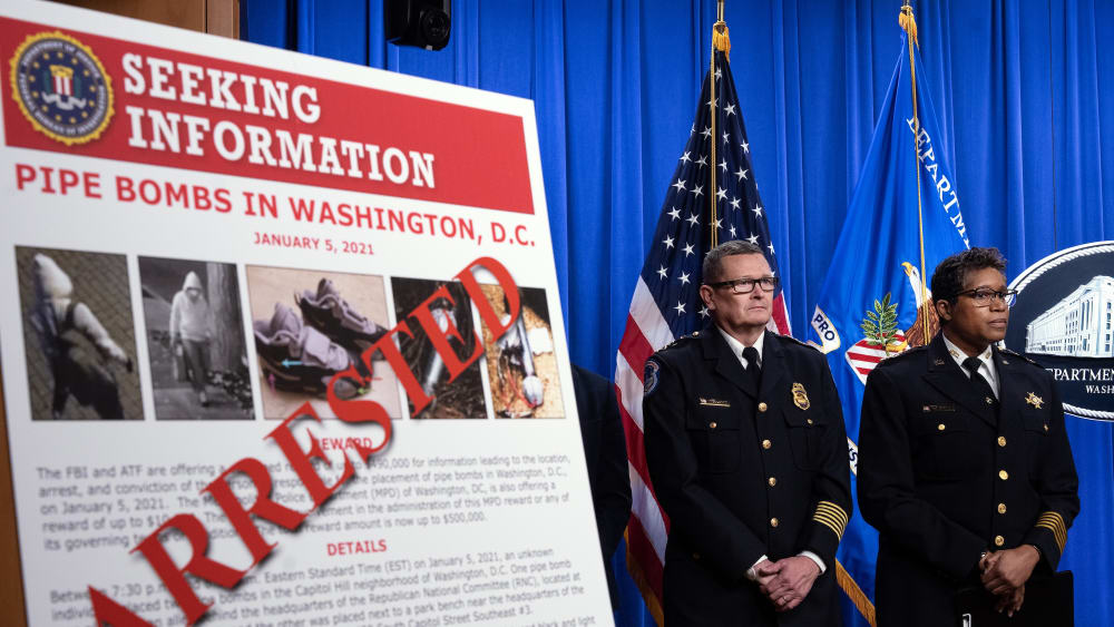 U.S. Capitol Police Chief Michael Sullivan and Washington’s Metropolitan Police Chief Pamela Smith attend a news conference at the Justice Department on Dec. 4, 2025, announcing the arrest of Brian Cole Jr.