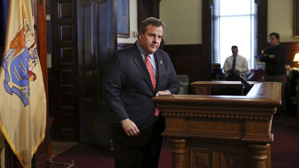 New Jersey Gov. Chris Christie addresses members of the media at The Statehouse, Jan. 11, 2016, in Trenton, N.J. (Photo by Mel Evans/AP)