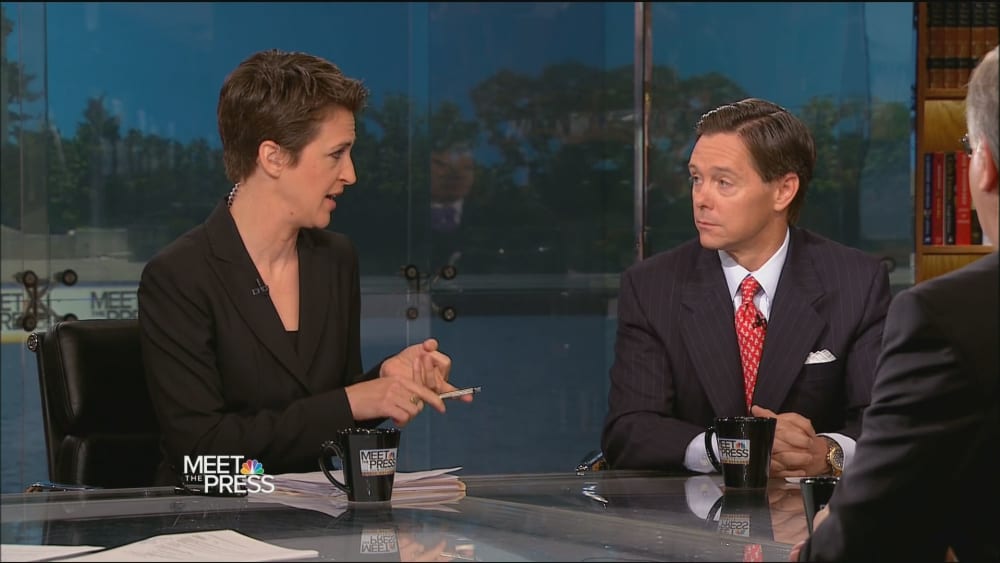 msnbc host Rachel Maddow and Ralph Reed of the Faith and Freedom Coalition. (Via msnbc)