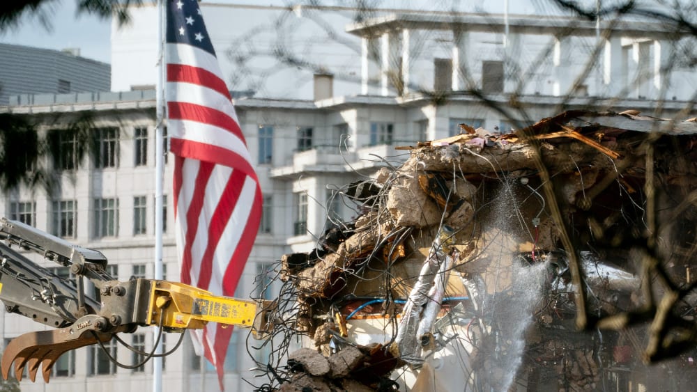 Demolition of a section of the East Wing of the White House on Oct. 22, 2025.