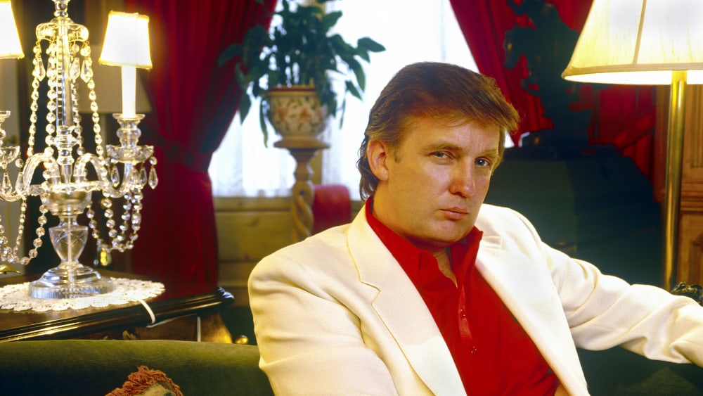 Donald Trump in the main foyer of his mansion Greenwich, CT., circa 1987.