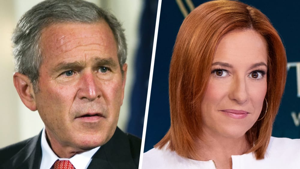 Former U.S. President George W. Bush; Jen Psaki.