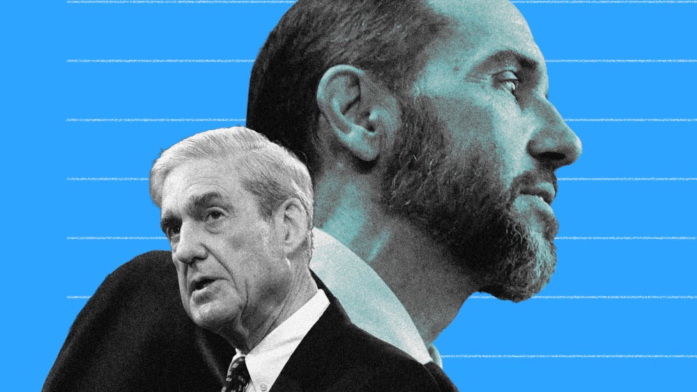 A photo illustration of Jack Smith and Robert Mueller