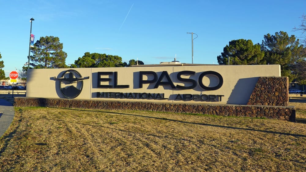 A sign at the El Paso International Airport (ELP) on Dec. 25, 2025 in El Paso, TX.