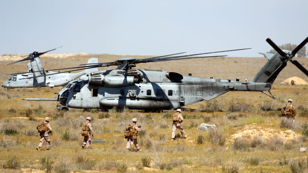 US soldiers of the United Stade Marine Corps (USMC) of Battalion Landing Team 2nd Battalion, 6th Marine Regiment (BLT 2/6), 26th Marine Expeditionary Unit during the joint Israeli-US military "Juniper Cobra" exercise at the Tze'elim urban warfare training centre.