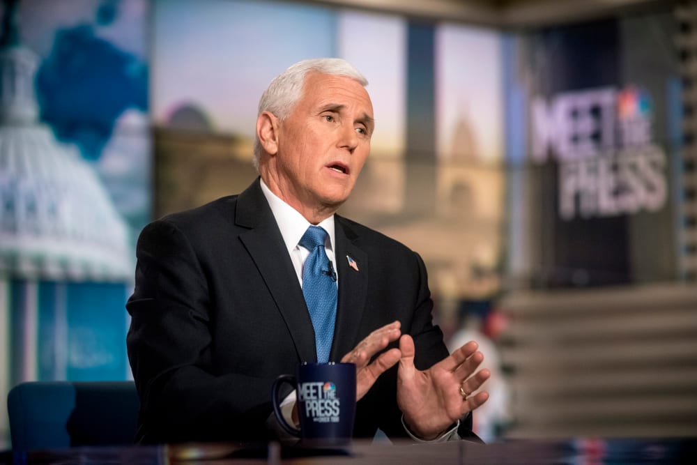 Image: Vice President Mike Pence appears in a pre-taped interview on "Meet the Press" on Feb. 29, 2020.