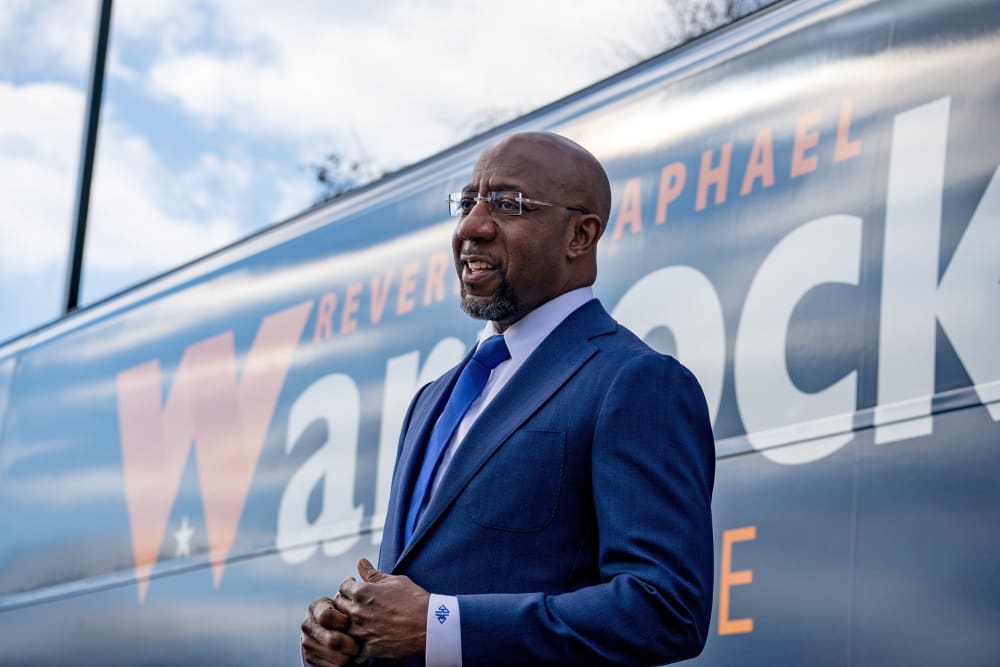 Image: Georgia Democratic Senate Candidate Raphael Warnock Campaigns On Election Day