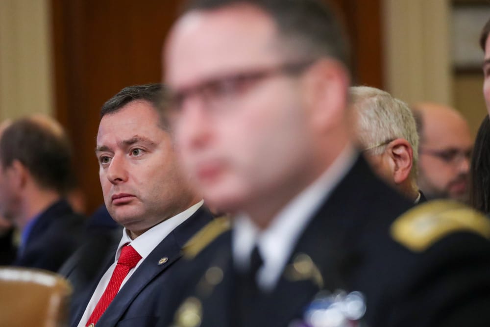 Lt Colonel Vindman testifies at House Intelligence Committee hearing on Trump impeachment inquiry on Capitol Hill in Washington