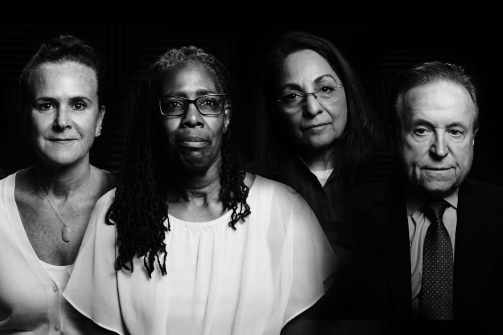 Photo collage: Portraits of Erik Tischler, Mary Adams, Sheila Moody, Daisy Khan and Dr. Robert Lahita.