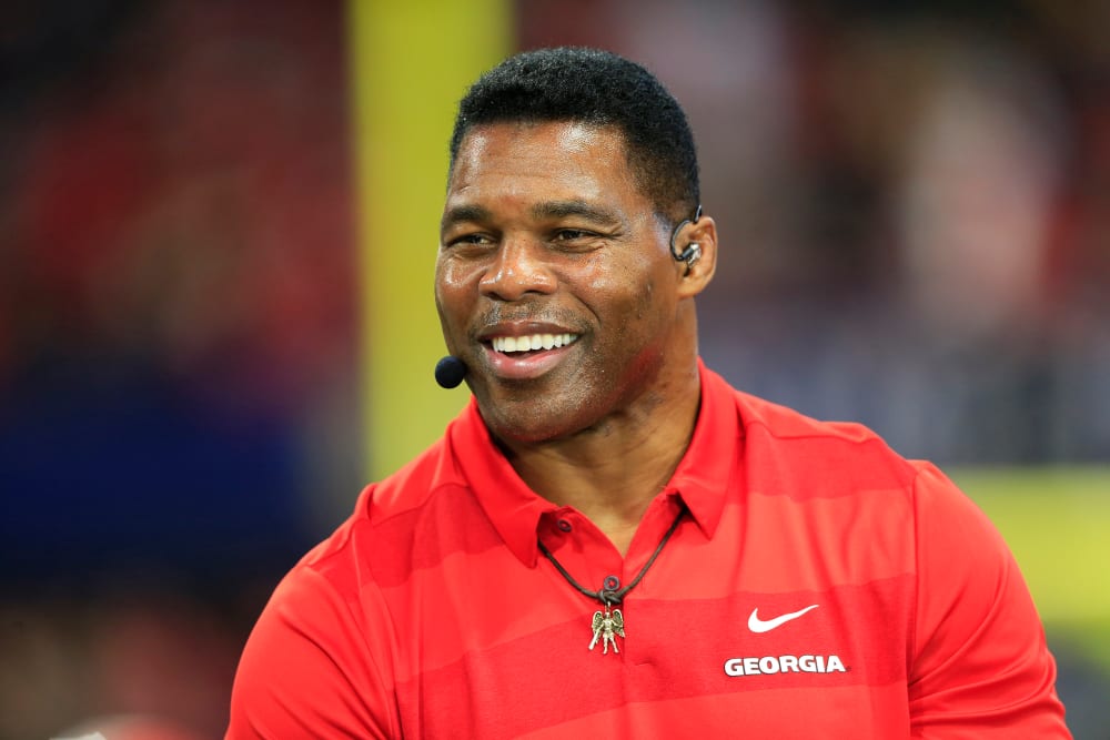 Herschel Walker speaks during the pregame show ahead of the SEC Championship Game between the UGA Bulldogs and the LSU Tigers on Dec. 7, 2019 in Atlanta.