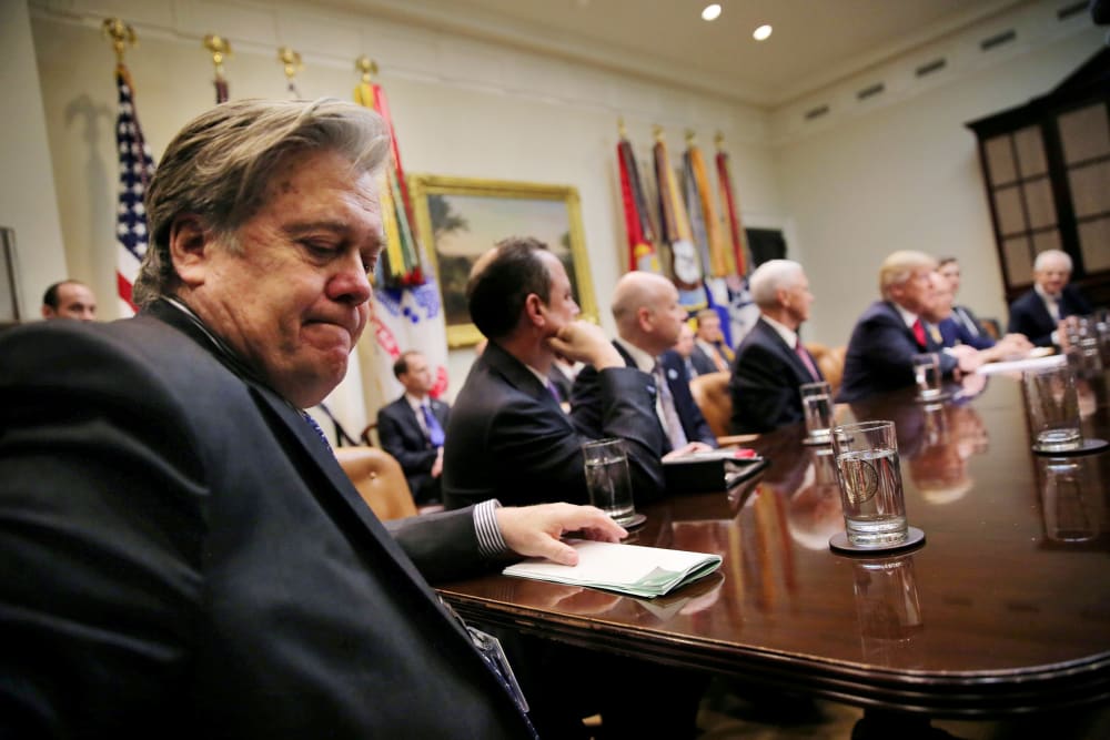 Image: White House Chief Strategist Bannon attends a meeting between U.S. President Trump and congressional leaders in Washington