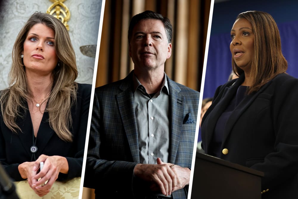 Lindsey Halligan; James Comey; Letitia James.