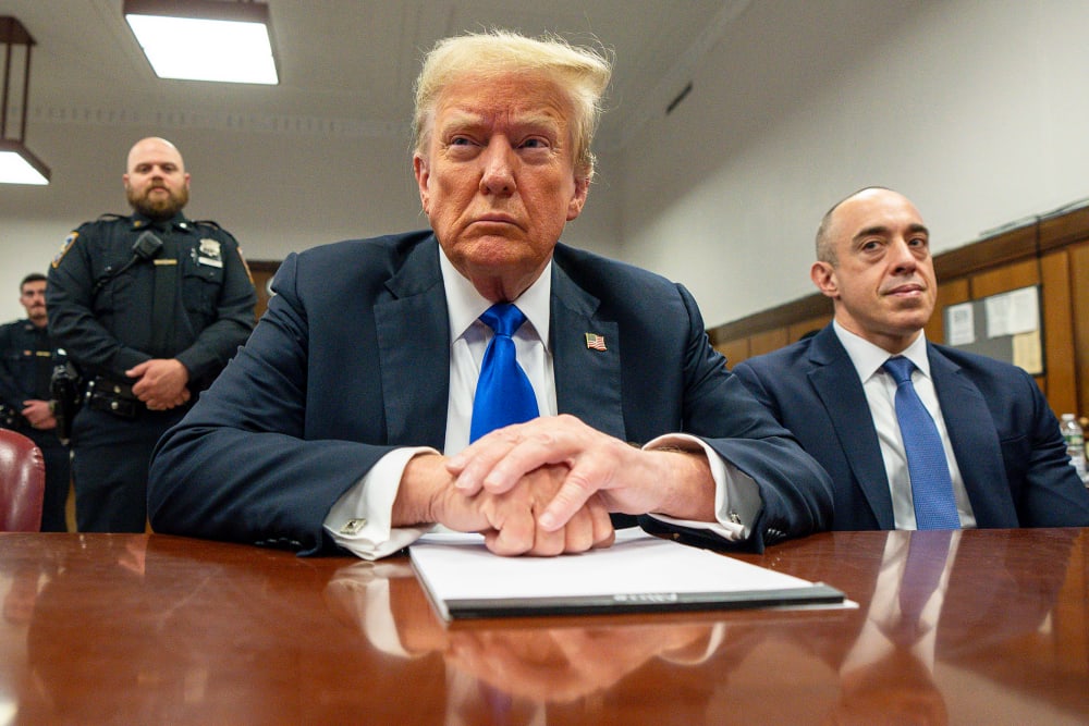 Donald Trump in court for his hush money trial in NYC.