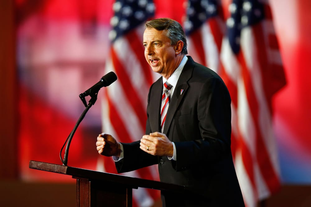 Ed Gillespie, Senior Adviser for the Romney Campaign, speaks to the crowd on stage during Mitt Romney's campaign election night event at the Boston Convention & Exhibition Center on Nov. 6, 2012 in Boston, Mass.