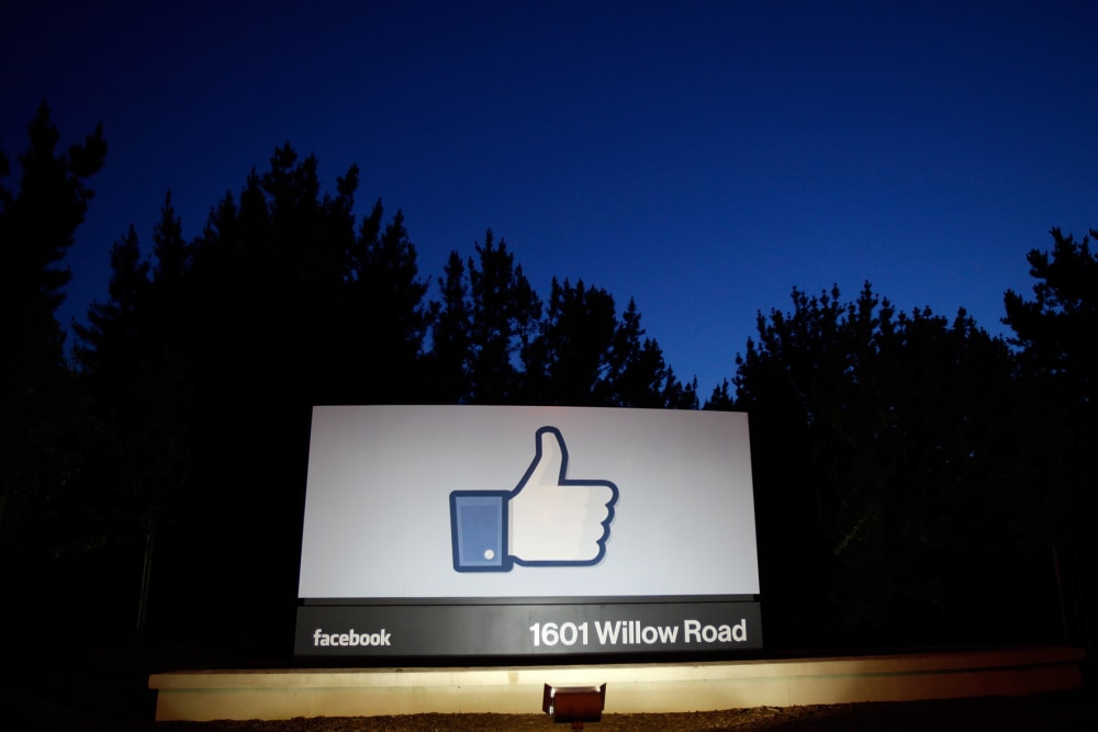The entrance of Facebook headquarters, May 18, 2012, in Menlo Park, Calif.