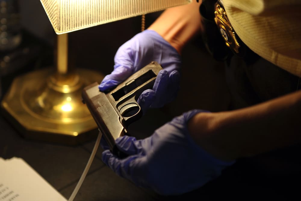 A handgun is checked during a state and county sponsored gun buyback, Sept. 27, 2013 in Old Bridge, N.J.