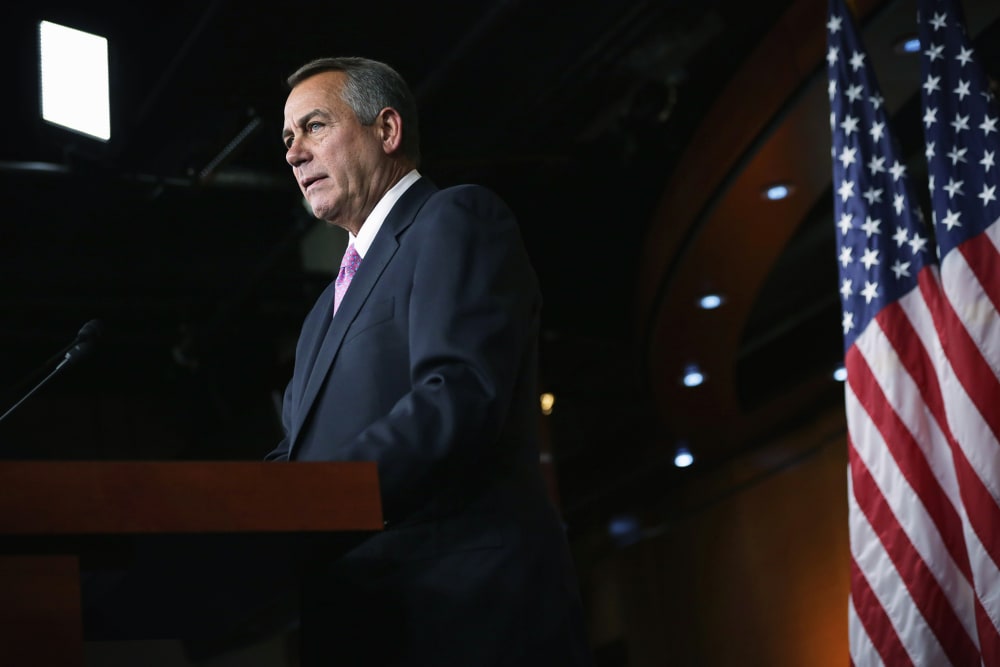 John Boehner speaks during his weekly news conference, Feb. 6, 2014.