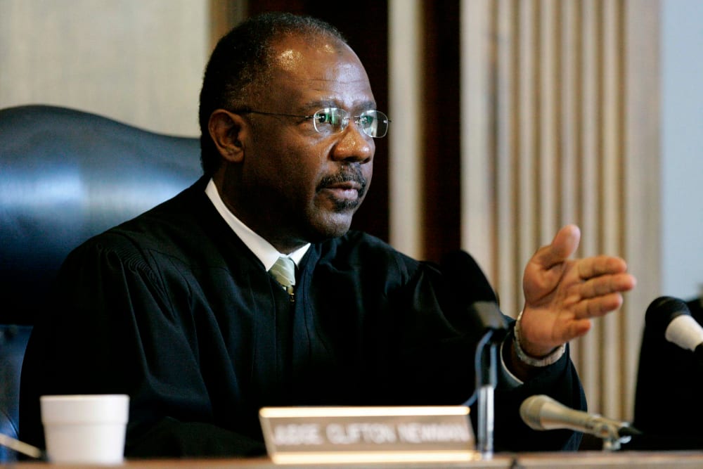 Judge Clifton Newman gestures in court in 2006, in St. Matthews, S.C. (Photo by Mary Ann Chastain/AP)